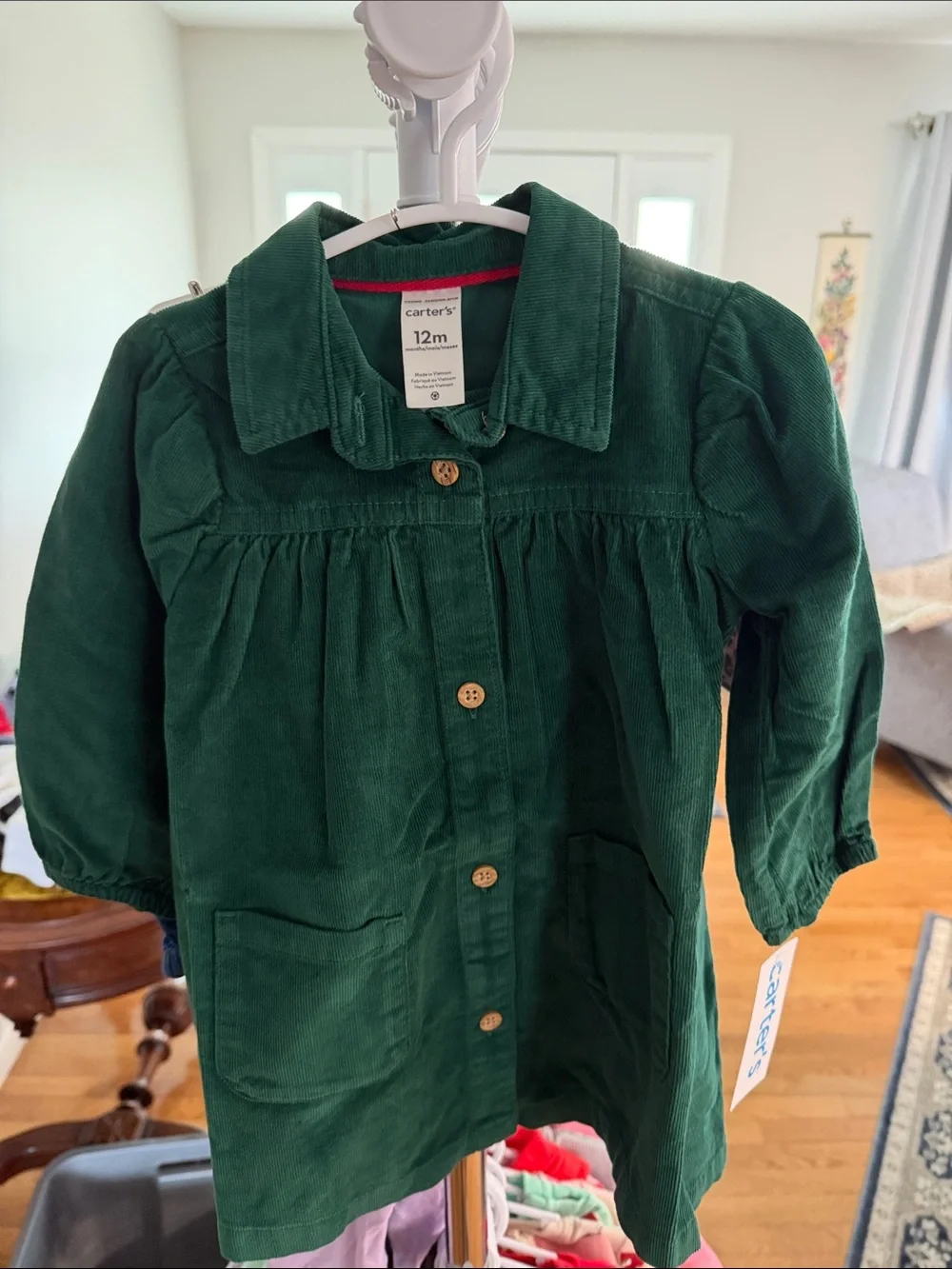 Carter's Dark Green Corduroy Button-Front Baby Jacket Dress
